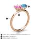 5 - Tanya Oval Shape Pink Sapphire & Cushion Shape Blue Topaz 2 Stone Duo Ring 