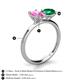 5 - Tanya Oval Shape Pink Sapphire & Cushion Shape Emerald 2 Stone Duo Ring 