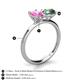 5 - Tanya Oval Shape Pink Sapphire & Cushion Shape Lab Created Alexandrite 2 Stone Duo Ring 