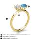 5 - Tanya Oval Shape White Sapphire & Cushion Shape Blue Topaz 2 Stone Duo Ring 