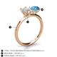 5 - Tanya Oval Shape White Sapphire & Cushion Shape Blue Topaz 2 Stone Duo Ring 