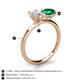 5 - Tanya Oval Shape White Sapphire & Cushion Shape Emerald 2 Stone Duo Ring 