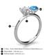 5 - Tanya Oval Shape White Sapphire & Cushion Shape Blue Topaz 2 Stone Duo Ring 