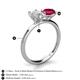 5 - Tanya Oval Shape White Sapphire & Cushion Shape Ruby 2 Stone Duo Ring 