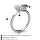 5 - Tanya Oval Shape White Sapphire & Cushion Shape Smoky Quartz 2 Stone Duo Ring 