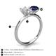 5 - Tanya Oval Shape White Sapphire & Cushion Shape Blue Sapphire 2 Stone Duo Ring 