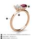 5 - Tanya Oval Shape White Sapphire & Cushion Shape Rhodolite Garnet 2 Stone Duo Ring 