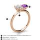 5 - Tanya Oval Shape White Sapphire & Cushion Shape Amethyst 2 Stone Duo Ring 