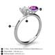 5 - Tanya Oval Shape White Sapphire & Cushion Shape Amethyst 2 Stone Duo Ring 