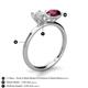 5 - Tanya Oval Shape White Sapphire & Cushion Shape Rhodolite Garnet 2 Stone Duo Ring 