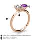 5 - Tanya Oval Shape IGI Certified Lab Grown Diamond & Cushion Shape Amethyst 2 Stone Duo Ring 