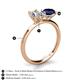 5 - Tanya Oval Shape IGI Certified Lab Grown Diamond & Cushion Shape Blue Sapphire 2 Stone Duo Ring 