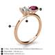 5 - Tanya Oval Shape IGI Certified Lab Grown Diamond & Cushion Shape Rhodolite Garnet 2 Stone Duo Ring 