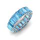 4 - Victoria 6x4 mm Emerald Cut Blue Topaz Eternity Band 
