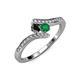 4 - Eleni Black Diamond and Emerald with Side Diamonds Bypass Ring 