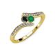 4 - Eleni Black Diamond and Emerald with Side Diamonds Bypass Ring 