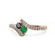 1 - Eleni Black Diamond and Emerald with Side Diamonds Bypass Ring 