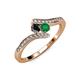4 - Eleni Black Diamond and Emerald with Side Diamonds Bypass Ring 