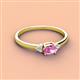 2 - Vera 6x4 mm Oval Shape Pink Sapphire and Round Lab Grown Diamond Promise Ring 