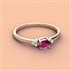 2 - Vera 6x4 mm Oval Shape Rhodolite Garnet and Round Lab Grown Diamond Promise Ring 