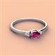 2 - Vera 6x4 mm Oval Shape Rhodolite Garnet and Round Lab Grown Diamond Promise Ring 