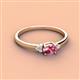 2 - Vera 6x4 mm Oval Shape Pink Tourmaline and Round Lab Grown Diamond Promise Ring 