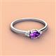 2 - Vera 6x4 mm Oval Shape Amethyst and Round Lab Grown Diamond Promise Ring 