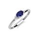 3 - Vera 6x4 mm Oval Shape Blue Sapphire and Round Lab Grown Diamond Promise Ring 