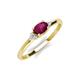 3 - Vera 6x4 mm Oval Shape Rhodolite Garnet and Round Lab Grown Diamond Promise Ring 