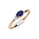 3 - Vera 6x4 mm Oval Shape Blue Sapphire and Round Lab Grown Diamond Promise Ring 