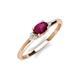3 - Vera 6x4 mm Oval Shape Rhodolite Garnet and Round Diamond Promise Ring 