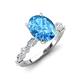 3 - Laila 2.98 ctw Blue Topaz Oval Shape (9x7 mm) Hidden Halo Engagement Ring 
