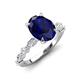 3 - Laila 2.98 ctw Blue Sapphire Oval Shape (9x7 mm) Hidden Halo Engagement Ring 