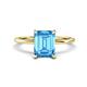 1 - Morgan 3.15 ctw Center Blue Topaz Emerald Shape with Prong Studded Natural Diamond Solitaire Plus Engagement Ring 