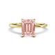 4 - Morgan 2.40 ctw Center Morganite Emerald Shape with Prong Studded Natural Diamond Solitaire Plus Engagement Ring 