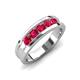 4 - Aaron 0.50 ctw Ruby 5 Stone Men Wedding Band (5 mm) 