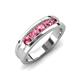 4 - Aaron 0.24 ctw Pink Tourmaline 5 Stone Men Wedding Band (5 mm) 