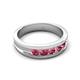 6 - Aaron 0.24 ctw Pink Tourmaline 5 Stone Men Wedding Band (5 mm) 