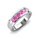 4 - Aaron 0.51 ctw Pink Sapphire 5 Stone Men Wedding Band (5 mm) 