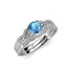 4 - Serene Blue Topaz and Diamond Bridal Set Ring 