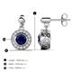 3 - Gila 1.66 ctw (5.50 mm) Round Lab Created Blue Sapphire and Natural Diamond Halo Drop and Dangle Earrings 
