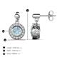 3 - Gila 1.56 ctw (5.50 mm) Round Aquamarine and Natural Diamond Halo Drop and Dangle Earrings 