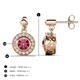 3 - Gila 1.56 ctw (5.50 mm) Round Pink Tourmaline and Natural Diamond Halo Drop and Dangle Earrings 