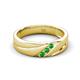 3 - Amani Round Green Garnet Angled Brushed and Polished Finish Men Three Stone Wedding Band (6 mm) 
