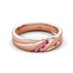 3 - Amani Round Pink Tourmaline Angled Brushed and Polished Finish Men Three Stone Wedding Band (6 mm) 