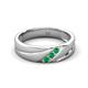3 - Amani Round Emerald Angled Brushed and Polished Finish Men Three Stone Wedding Band (6 mm) 