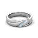 3 - Amani Round Aquamarine Angled Brushed and Polished Finish Men Three Stone Wedding Band (6 mm) 