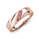 4 - Amani Round Pink Tourmaline Angled Brushed and Polished Finish Men Three Stone Wedding Band (6 mm) 