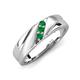 4 - Amani Round Emerald Angled Brushed and Polished Finish Men Three Stone Wedding Band (6 mm) 