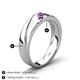 5 - Amani Round Amethyst Angled Brushed and Polished Finish Men Three Stone Wedding Band (6 mm) 